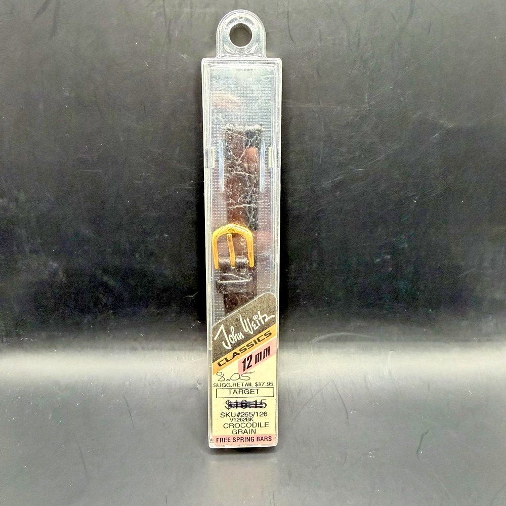 Vintage John Weitz Ladies Watch Band Genuine Leather Black 12mm Used